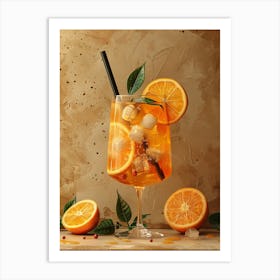 Cocktail With Orange Slices And Ice Art Print