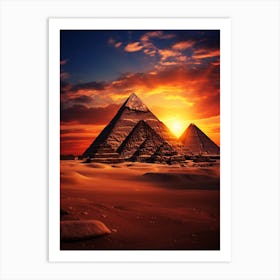 Egyptian Pyramids At Sunset Art Print