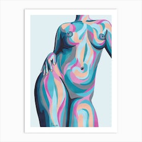 Nude Babe In Mint And Pink Art Print
