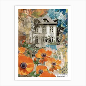 Orange Flowers Scrapbook Collage Cottage 3 Art Print