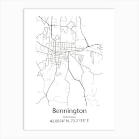 Bennington,United States Minimalist Map Art Print