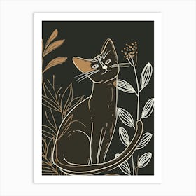 Havana Brown Cat Minimalist Illustration 4 Art Print