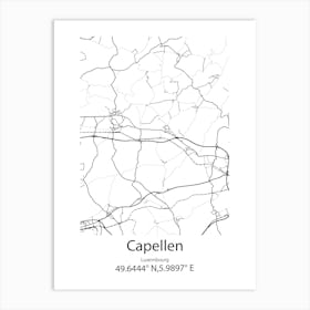 Capellen,Luxembourg Minimalist Map Art Print