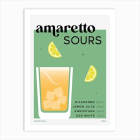 Amaretto Sours in Green Cocktail Recipe Art Print