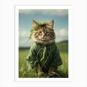 Cat In A Coat Art Print