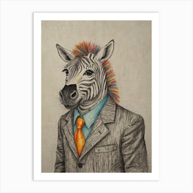 Zebra In Suit Art Print