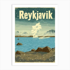 Aihrgdesign A Retro Travel Poster For Reykjavik Art Print