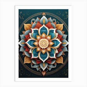 Flower Mandala Vintage Art Print