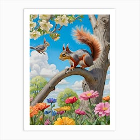 Squirrel In The Garden Art Print