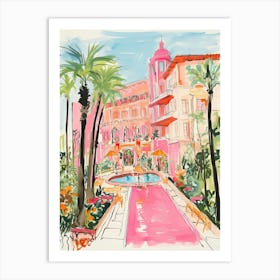 The Beverly Hills Hotel   Beverly Hills, California   Resort Storybook Illustration 4 Art Print