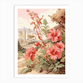 Chinese Hibiscus Flower Victorian Style 0 Art Print