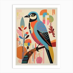 Colourful Scandi Bird American Kestrel 2 Art Print