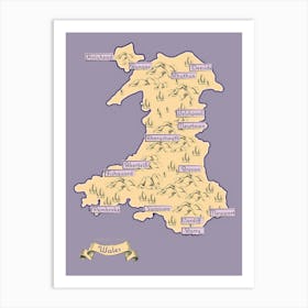 Vintage Wales Map Art Print