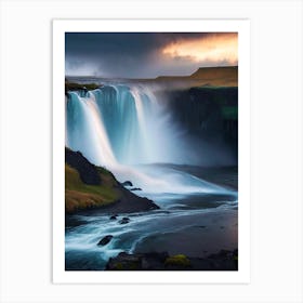 Goðafoss, Iceland Realistic Photograph (2) Art Print