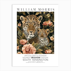 William Morris Print Mamma Leopard And Cub Portrait Valentines Mothers Day Gift Art Print