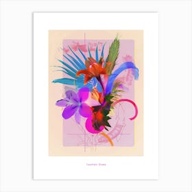 Fountain Grass 2 Neon Flower Collage Poster Art Print