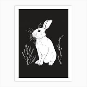 Florida White Rabbit Minimalist Illustration 1 Art Print