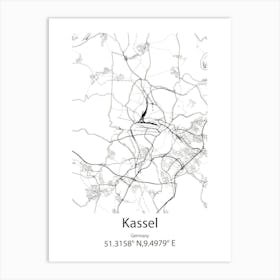 Kassel,Germany Minimalist Map Art Print