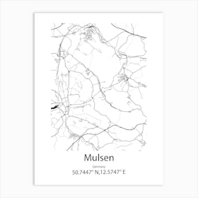 Mulsen,Germany Minimalist Map Art Print