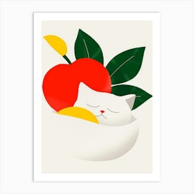 Apple And Cat Art Print