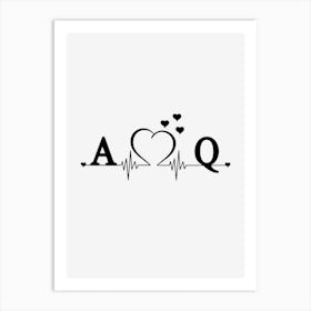 Personalized Couple Name Initial A And Q Art Print