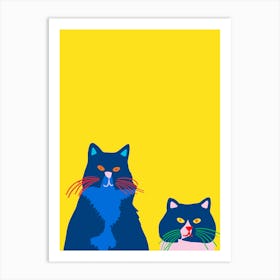 Two Grumpy Cats Looking Out The Window Art Print