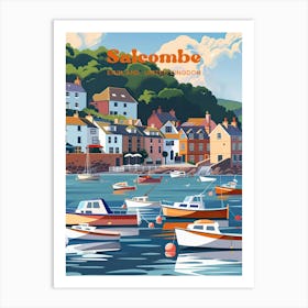 Salcombe England Sea Travel Illustration Art Print