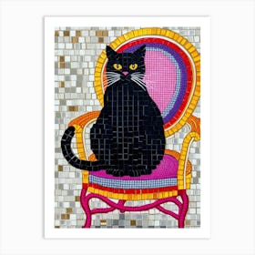 Black Cat In Chair Art Print