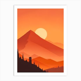 Misty Mountains Vertical Composition In Orange Tone 90 Art Print