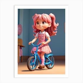 Little Girl Riding A Bike 2 Art Print
