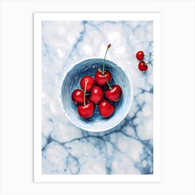 cherries in a bowl Art Print