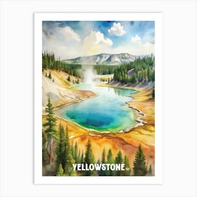 Yellowstone National Park Watercolor Painting Art Print