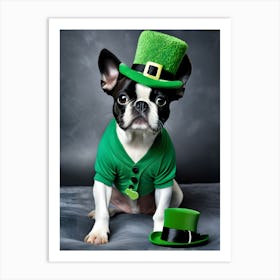 St Patrick'S Day Boston Terrier 12 Art Print