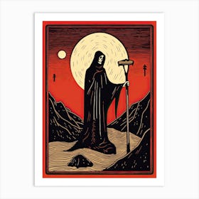 The Hermit Tarot Card, Vintage 2 Art Print