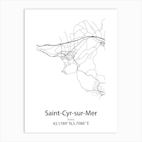 Saint Cyr Sur Mer,France Minimalist Map Art Print