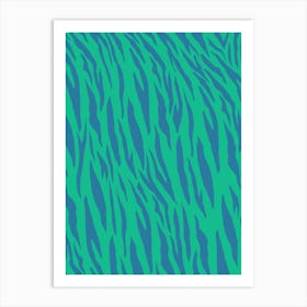 Green and blue Zebra Stripes  Art Print