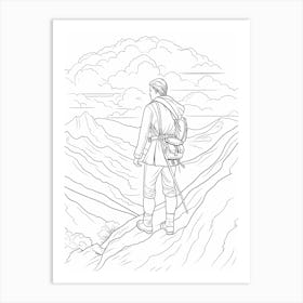 Line Art Inspired By The Wanderer Above The Sea Of Fog 1 Art Print