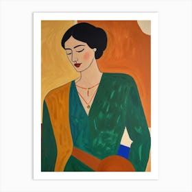 Woman In Green Dress Art Print