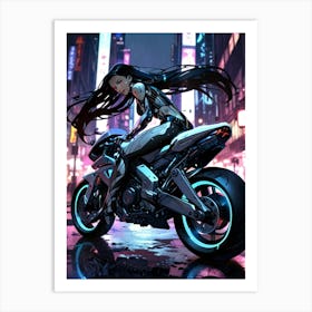 Anime Girl On A Motorcycle Art Print