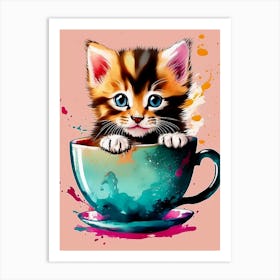 Kitten In A Cup Art Print
