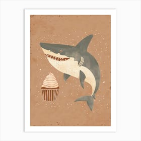 Shark & A Cupcake Muted Pastels 1 Art Print