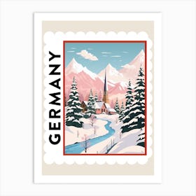 Retro Winter Stamp Poster Bavaria Germany 1 Art Print