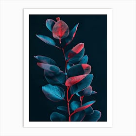 Red Leaves On A Black Background Art Print