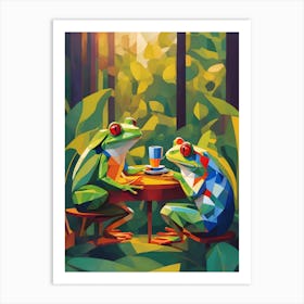 Frogs At Tea Art Print