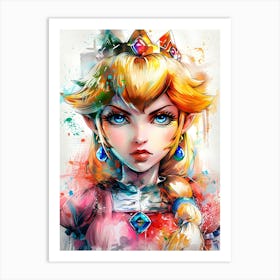 Princess Peach Portrait Watercolor Art Print