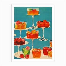 Retro Jelly Dessert Platter Illustration 2 Art Print
