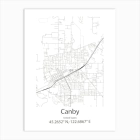 Canby,United States Minimalist Map 1 Art Print