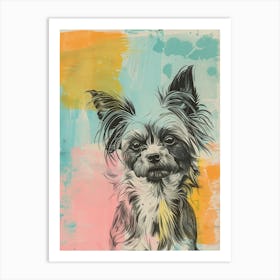 Chinese Crested Dog Pastel Line Watercolour Illustration  3 Art Print