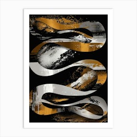 Gold And Black Swirls 3 Art Print