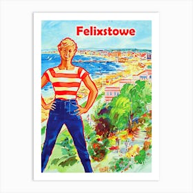 Felixstove, Woman In Front Of The City Bay Art Print